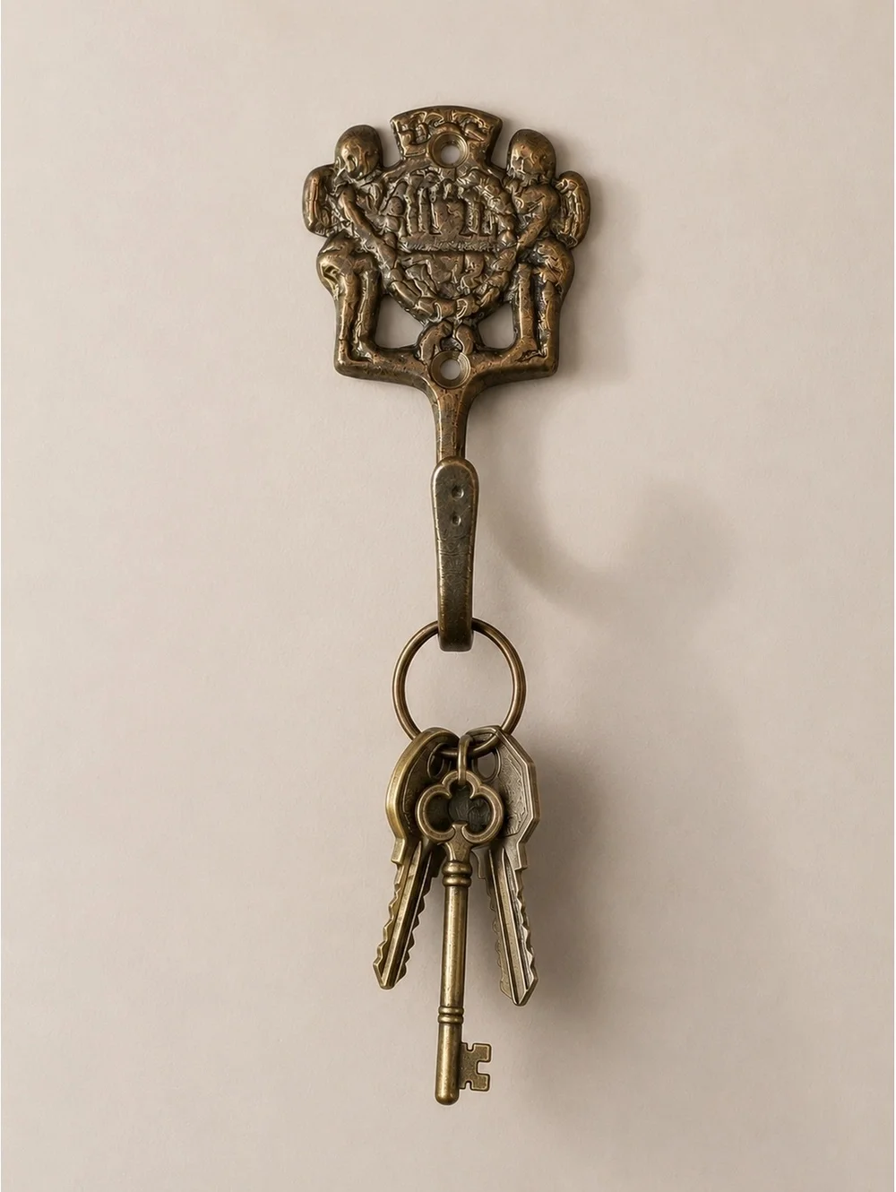 Brass Wall Hook Cherub Baroque Revival Victorian Classical Coat Key Hook